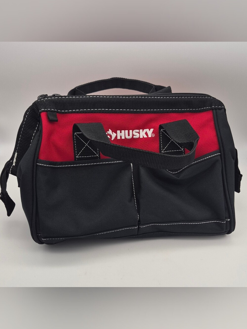 12" Wide-Mouth Husky Tool Bag - Black & Red